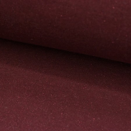 Tissu jersey sweat - Bordeaux à paillettes