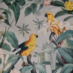Carré velours - Oiseaux tropicaux jaunes 45 x 45 cm