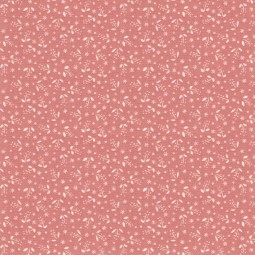 Tissu Lecien - American country - Fleurs blanches fond rose