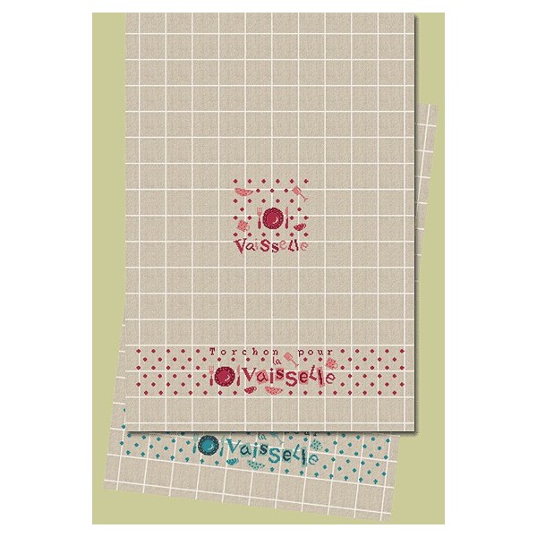 Fiche de broderie : Idée pour torchon pour la vaisselle