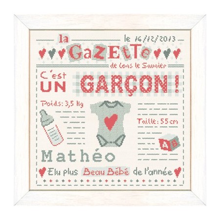 Fiche de broderie : C'est un garçon Fiche de broderie : C'est un garçon