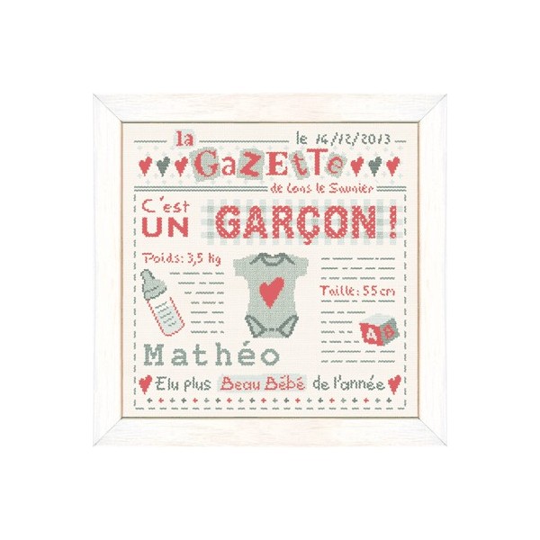 Fiche de broderie : C'est un garçon