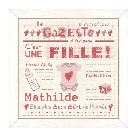Fiche de broderie : C'est une fille Fiche de broderie : C'est une fille