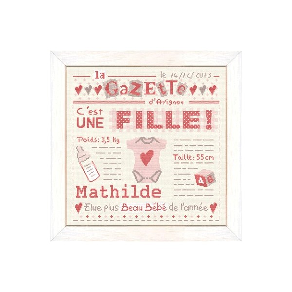 Fiche de broderie : C'est une fille