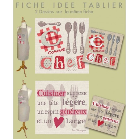 Fiche de broderie : Idée pour tablier - C comme Chef