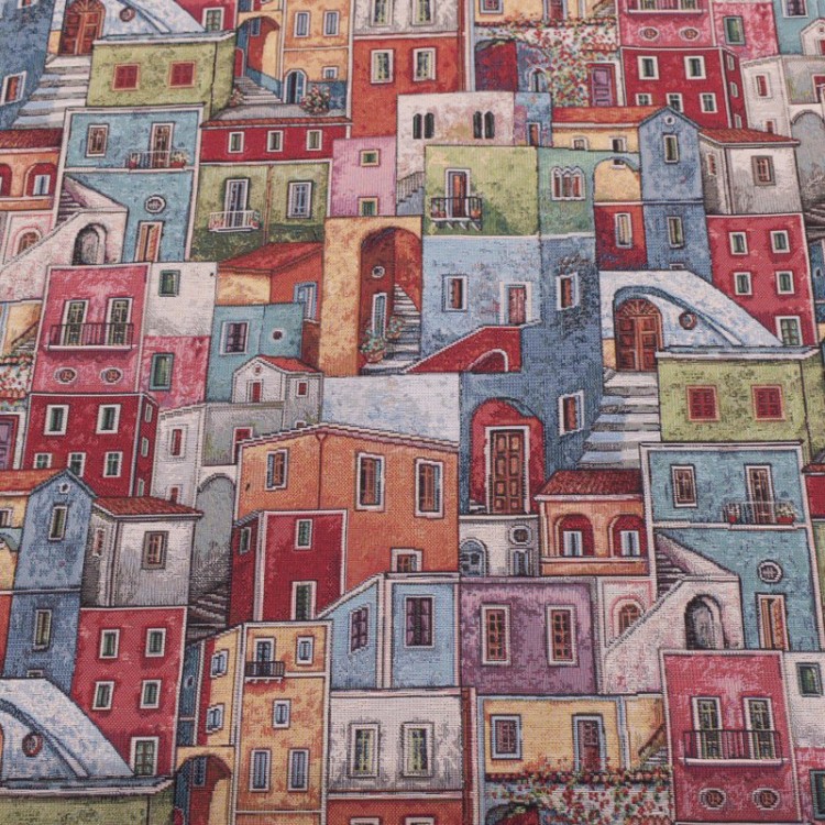 Tissu jacquard - Petites maisons