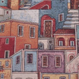 Tissu jacquard - Petites maisons