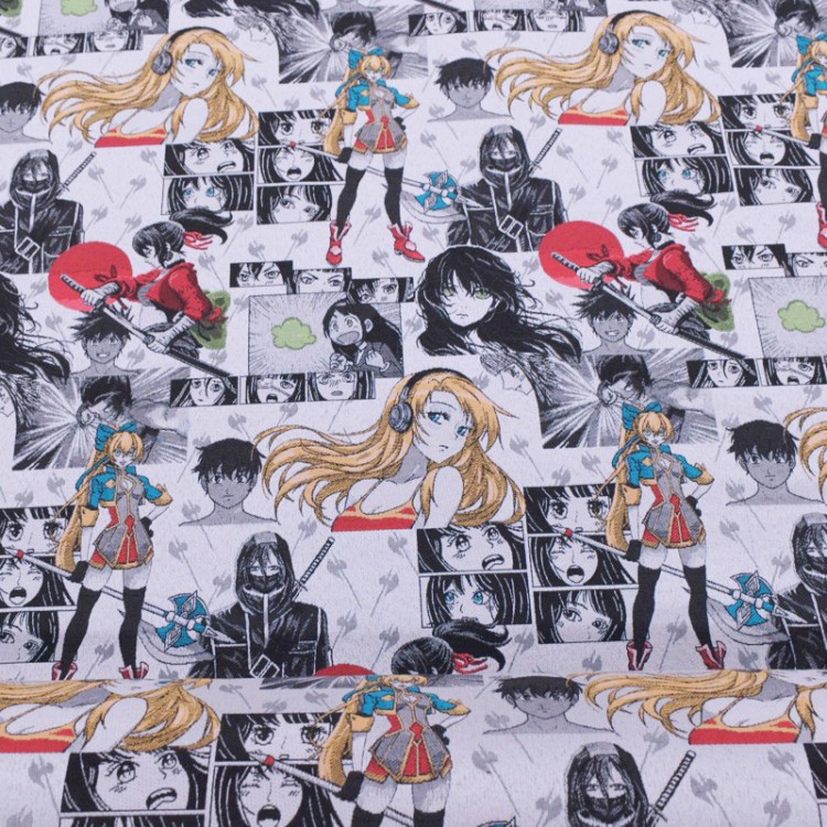 Tissu jacquard - Manga Samouraï