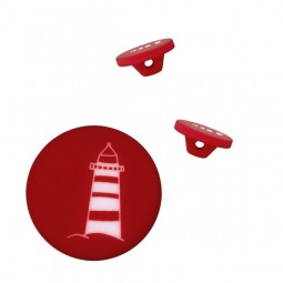 Bouton - Phare en marine, rouge et noir