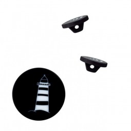 Bouton - Phare en marine, rouge et noir