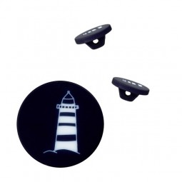 Bouton - Phare en marine, rouge et noir