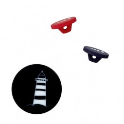 Bouton - Phare en marine, rouge et noir