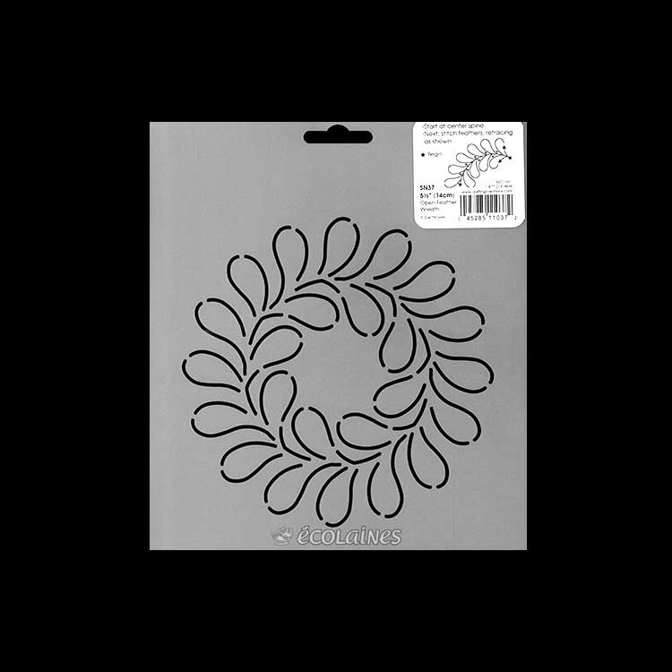 Stencil de patchwork - Open Feather Wreath