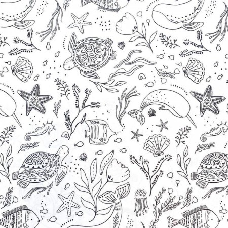 Tissu coton à colorier - Tohora blanc et noir Tissu coton à colorier - Tohora blanc et noir