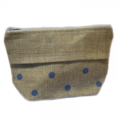 Pochette à broder - Lin et pois bleus Pochette à broder - Lin et pois bleus