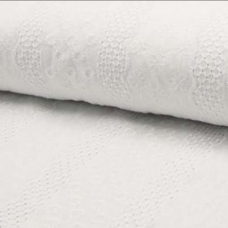 Tissu Broderie - fleurs en bande blanc