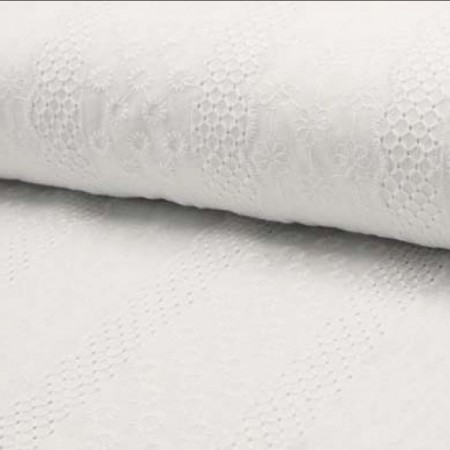 Tissu Broderie - fleurs en bande blanc Tissu Broderie - fleurs en bande blanc