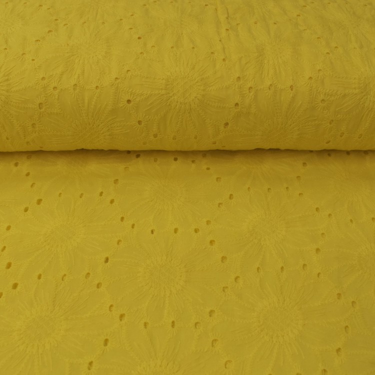 Tissu Broderie - Delano jaune