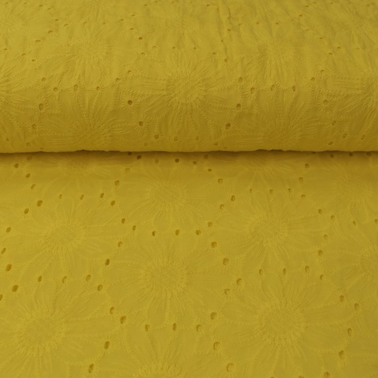 Tissu Broderie - Delano jaune