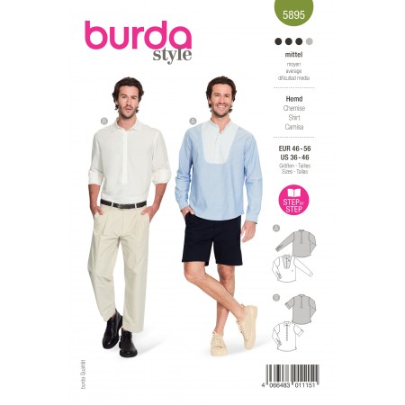 Patron Burda 5895 - Chemise à tissu contrastant Patron Burda 5895 - Chemise à tissu contrastant