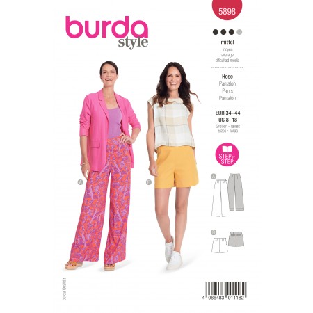 Patron Burda 5898 - Pantalon, short jambes amples