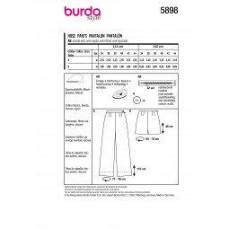 Patron Burda 5898 - Pantalon, short jambes amples