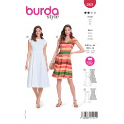 Patron Burda 5901 - Robe rétro à encolure dégagée