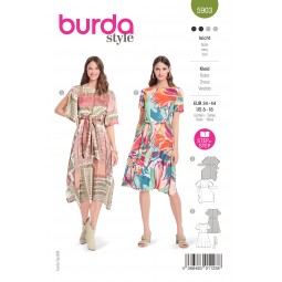 Patron Burda 5903 - Robe avec ceinture à nouer