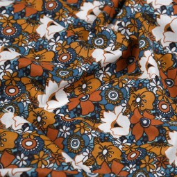 Tissu coton - Floralie caramel
