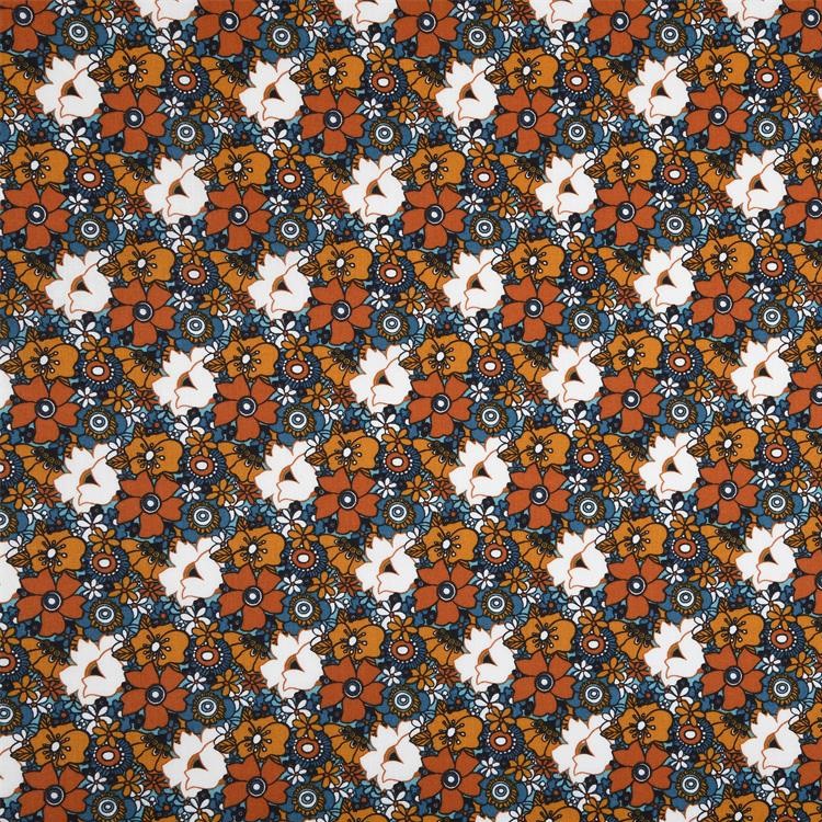 Tissu coton - Floralie caramel