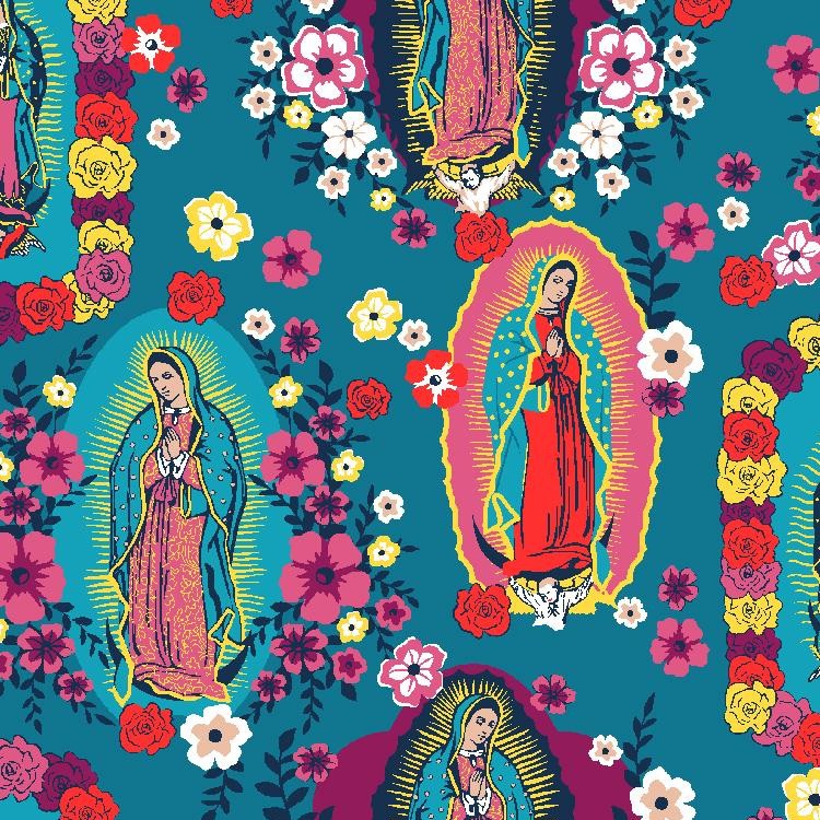 Tissu coton -  la vierge multicolore