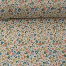 Tissu coton - Moineau miel