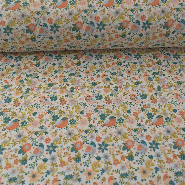 Tissu coton - Moineau miel