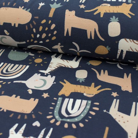 Tissu jersey - Safari animals marine