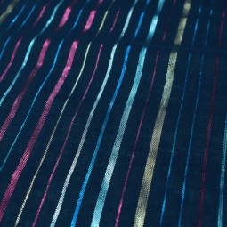 Tissu Coton polyester - Rayures Kate marine