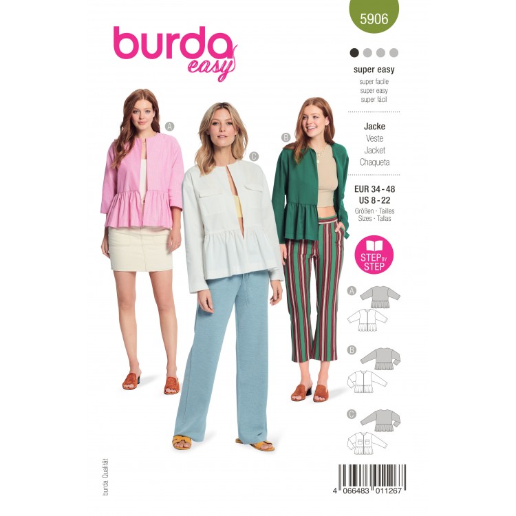 Patron Burda 5906 - Veste à basque