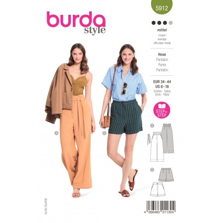 Patron Burda 5912 - Pantalon et short paper bag