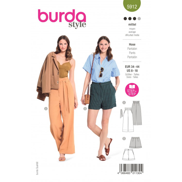 Patron Burda 5912 - Pantalon et short paper bag