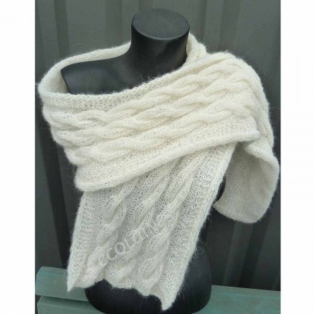 Pelote de laine noire pompons gris/blanc pour 1 écharpe fantaisie