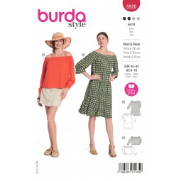 Patron Burda 5920 - Robe, blouse épaules nues