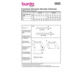 Patron Burda 5920 - Robe, blouse épaules nues