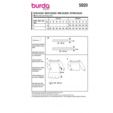 Patron De Couture Burda 6930 - Robe Ou Blouse Bustier Et Blouse Voile - Tailles 34 à 48