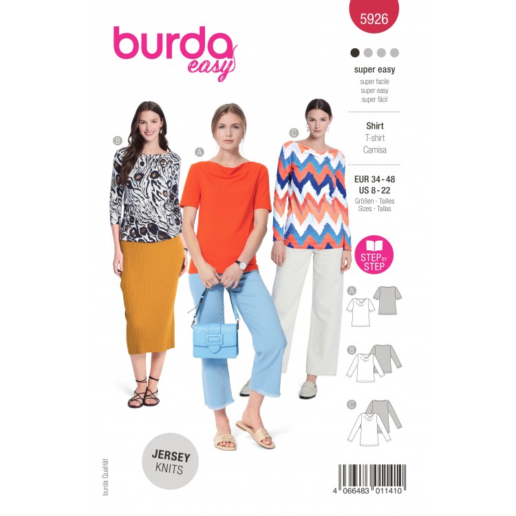 Patron Burda 5926 - T-shirt col bénitier