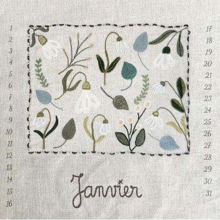 Kit de broderie - Calendrier perpétuel - Janvier