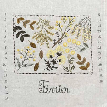 Kit de broderie - Calendrier perpétuel - Février