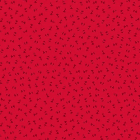 Tissu fantaisie - Basic red - Fleurs fond rouge