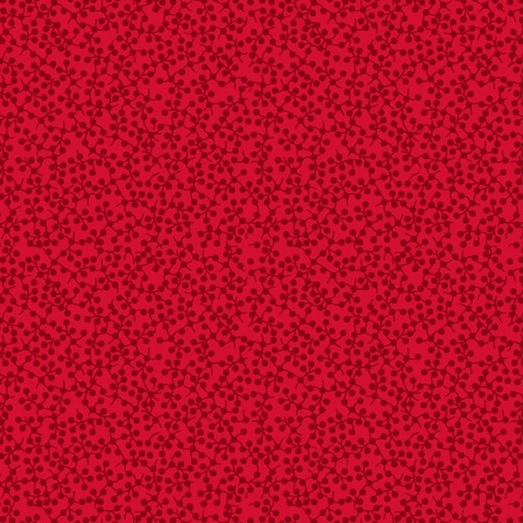 Tissu fantaisie - Basic red - Baies fond rouge