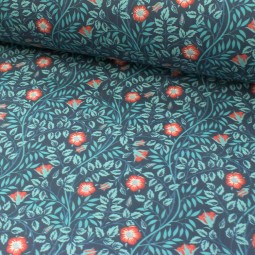 Tissu coton - Rose de nuit