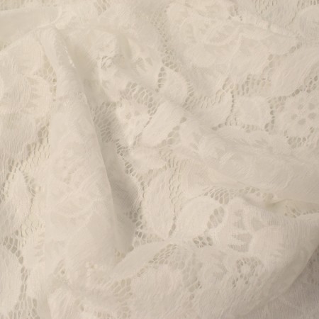 Tissu dentelle extensible - Alice blanc