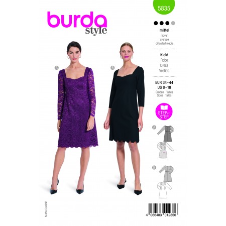Burda 5835 - Robe de soirée à bord festonné